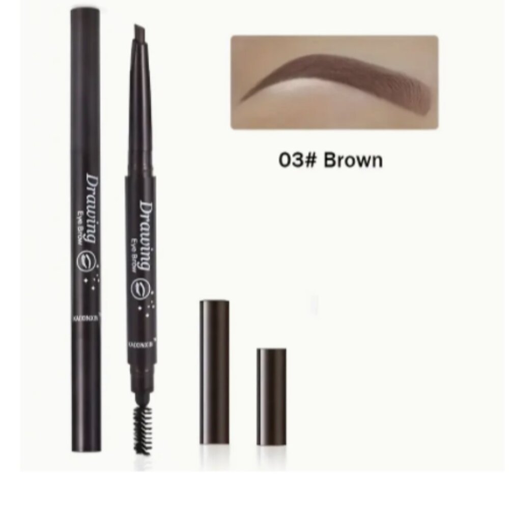 Dark brown brow liner waterproof eyebrow pencil with brush on opposite end